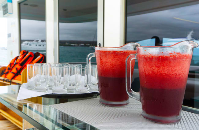 Red smoothies on the sun deck bar